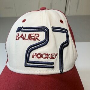 Bauer Hockey 27 Baseball Cap Red White New Era 39Thirty Medium Large